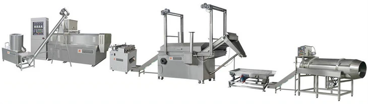 Twin Screw Extruder Frying Doritos Snacks Chips Process Machine